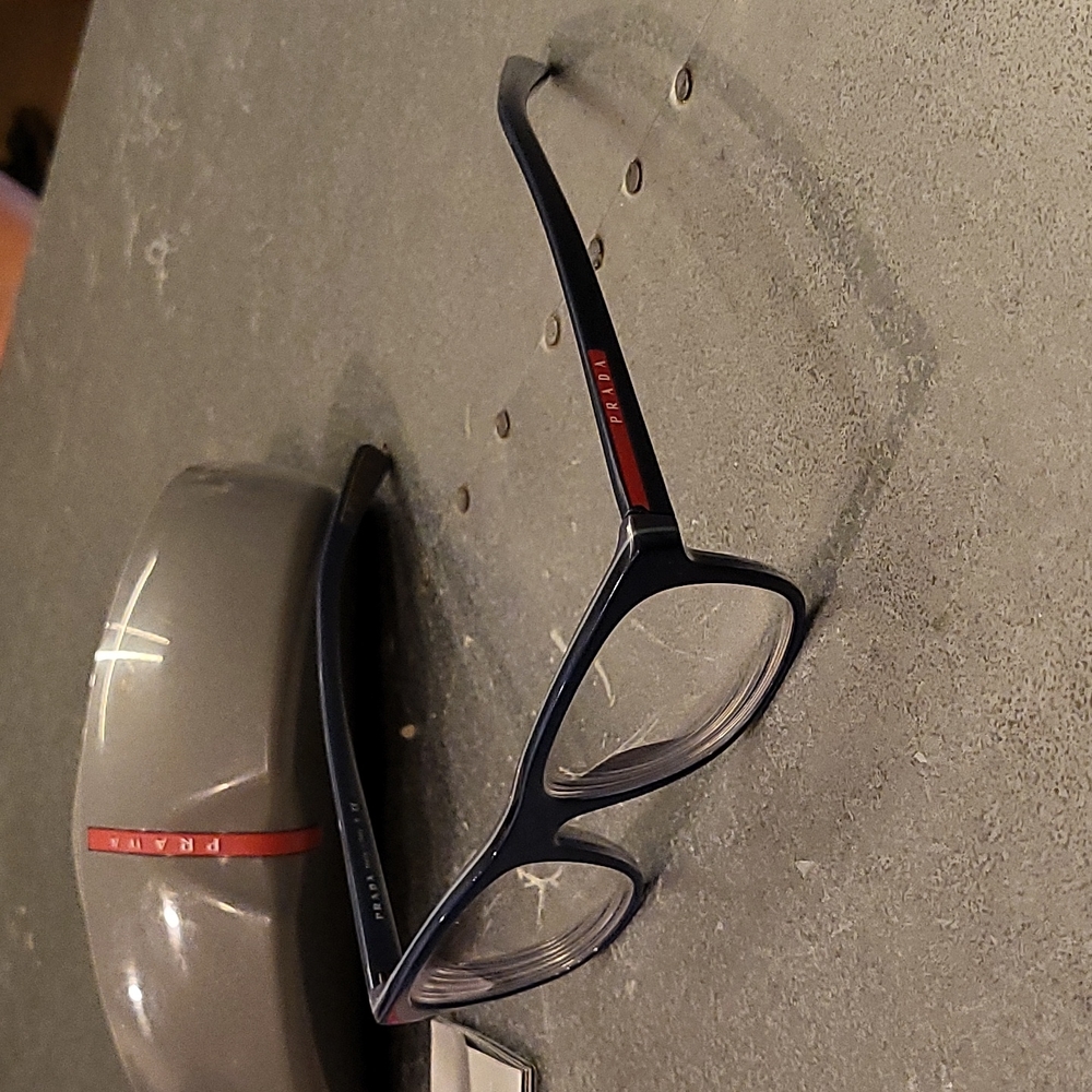 Prada Glasses Frames with Case Navy Blue